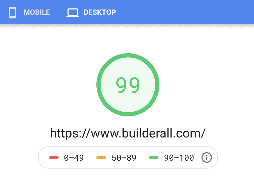 Builderall Page Speed Test Score