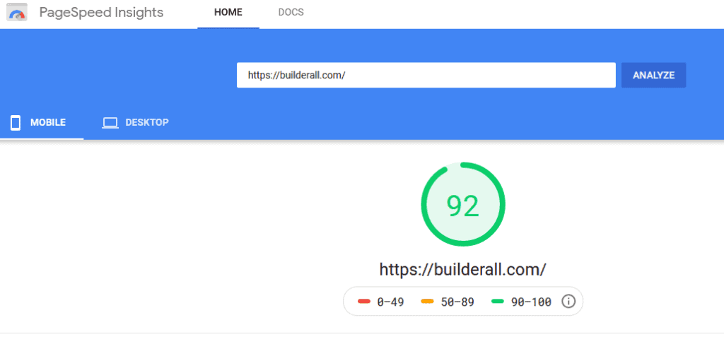 Buiderall Page Speed