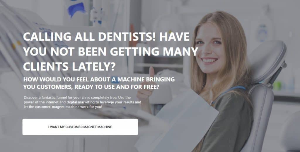 Dentist lead generation page