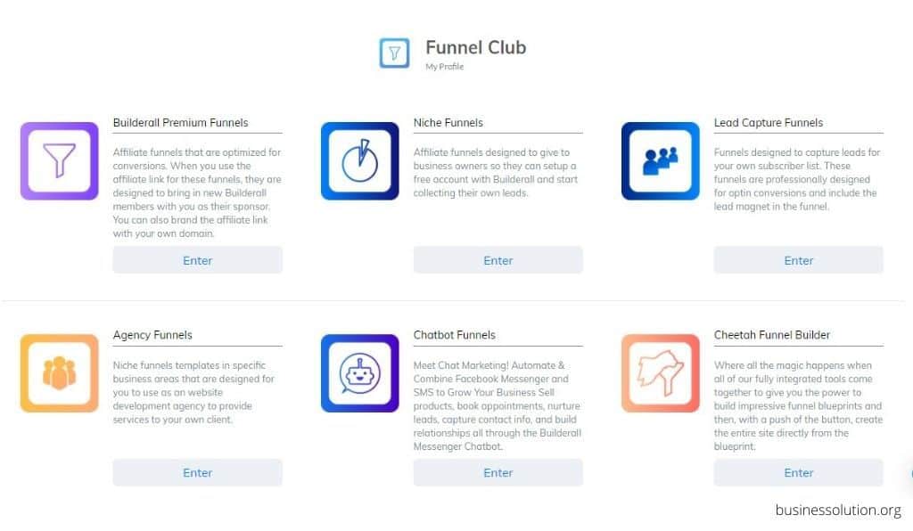 Builderall Funnel Club Categories