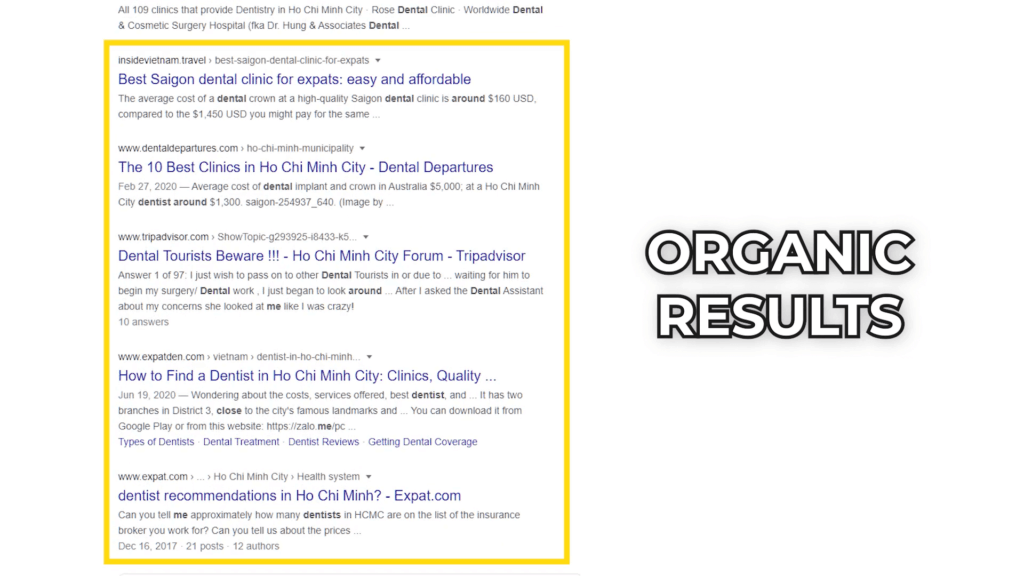 Google organic results