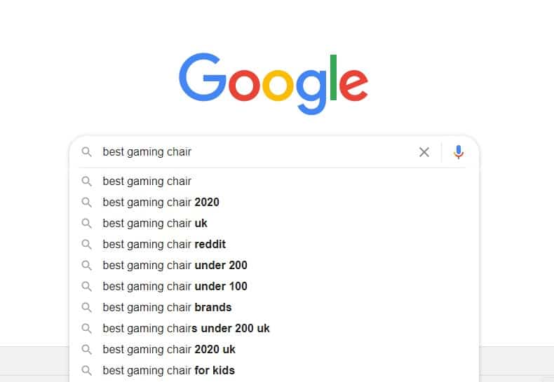 Google search bets gaming chair
