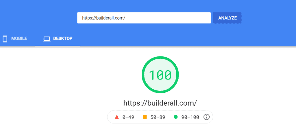 Builderall Desktop Page Speed