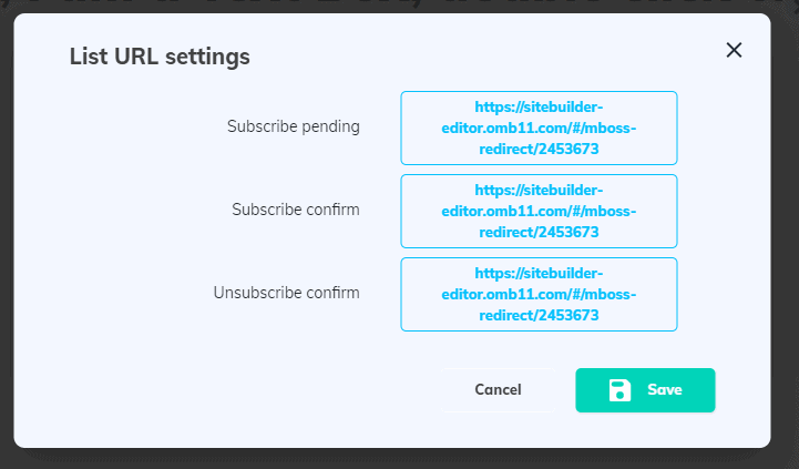 list url settings