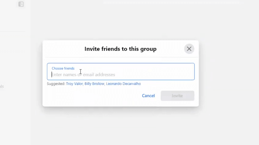 Invite friends to this group button