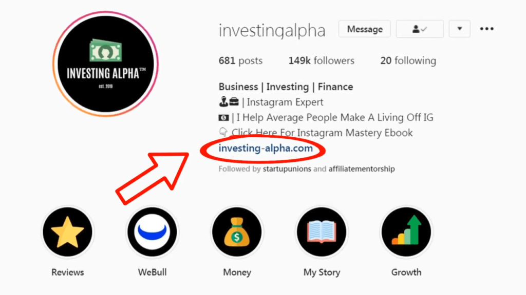 Instagram bio affiliate link