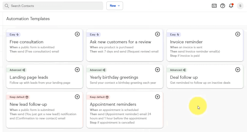 Keap automation templates