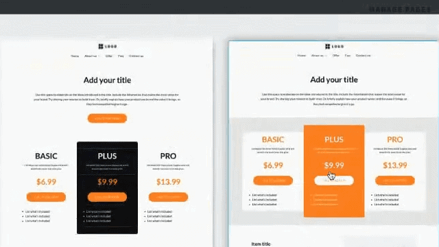 pricing pages
