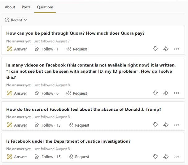 Quora questions