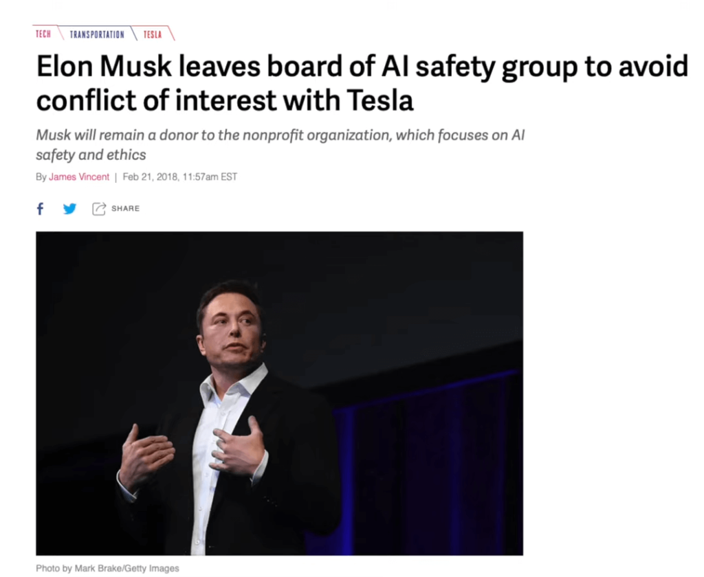 Elon Musk leaves AI - article