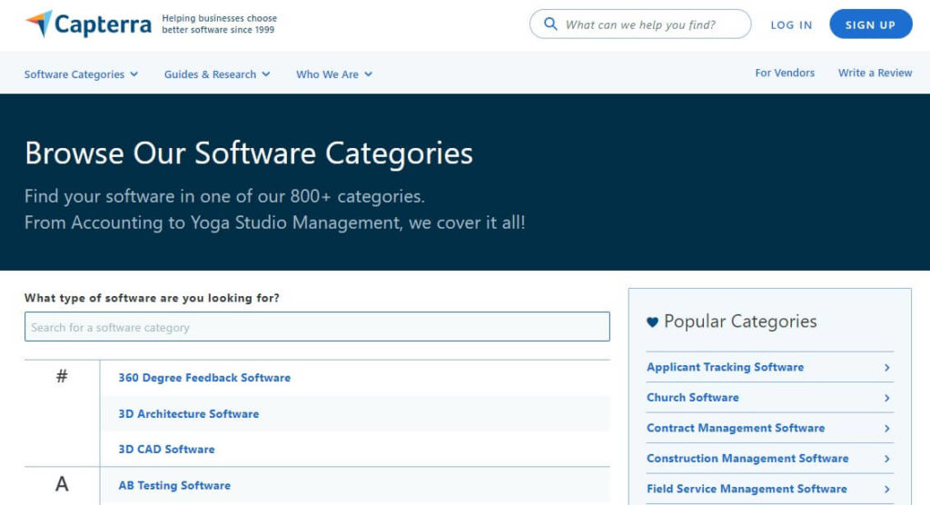 capterra categories