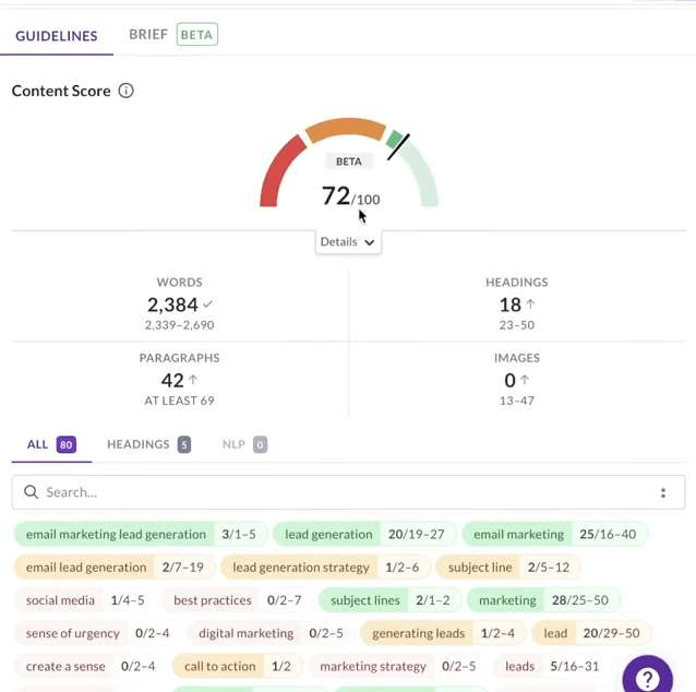 surfer seo improved score