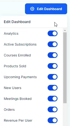 vonza edit dashboard