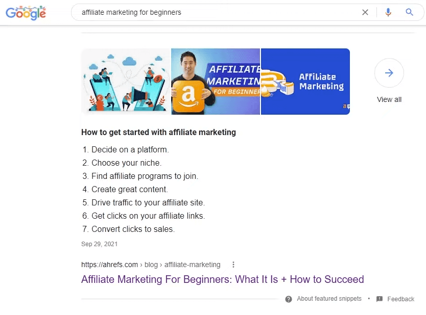 google serp affiliate marketing for beginners