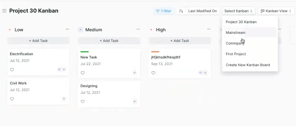 onehash kanban board