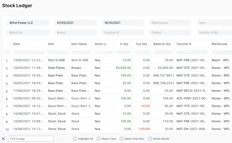 onehash stock ledger