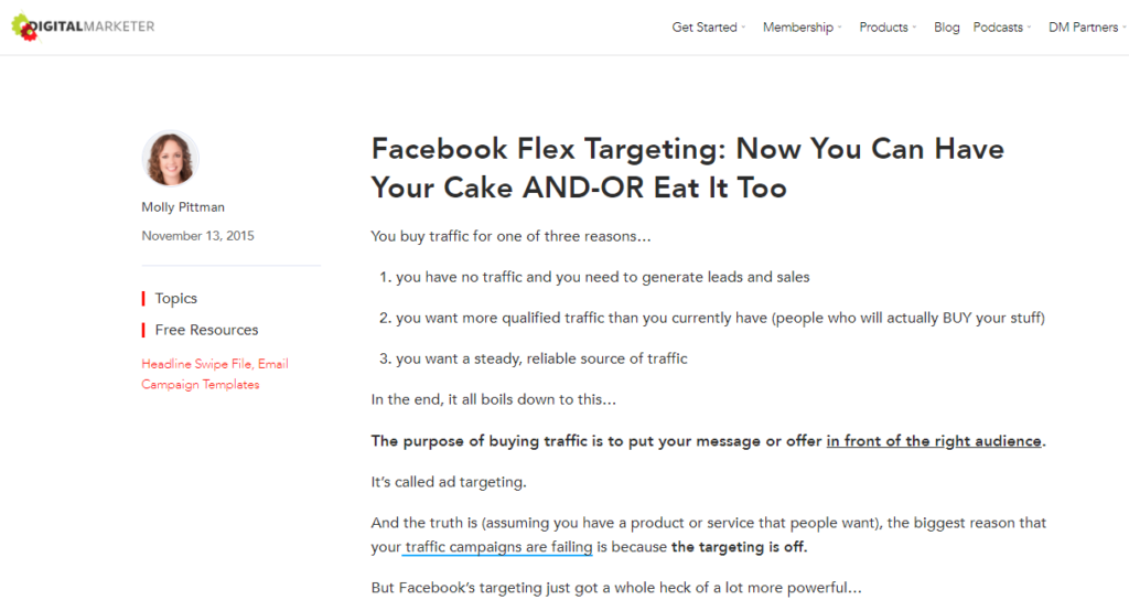 digital marketer facebook flex targeting