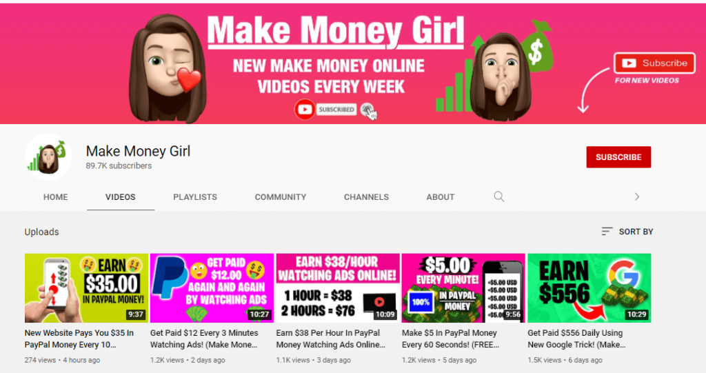 make money girl youtube channel