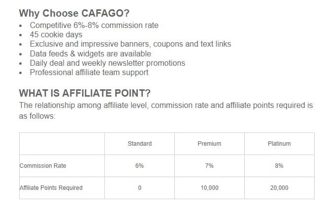 cafago affiliate program commission