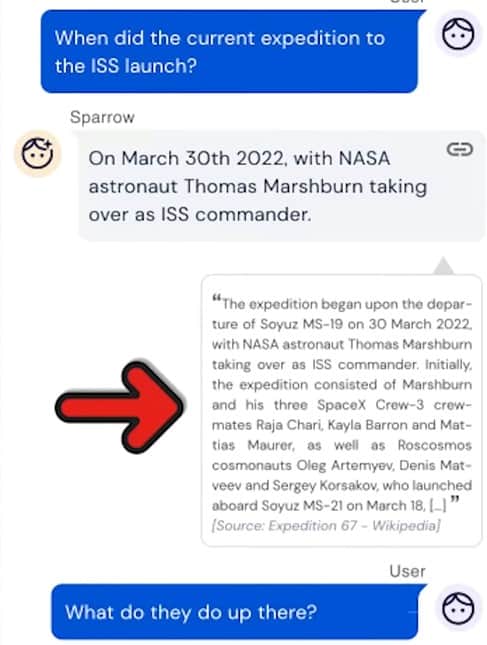 Google Sparrow bot conversation