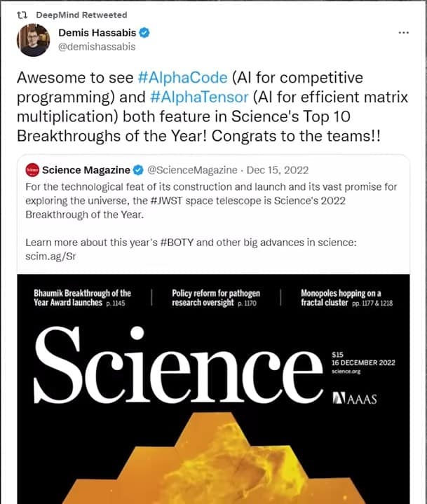 Science magazine DeepMind