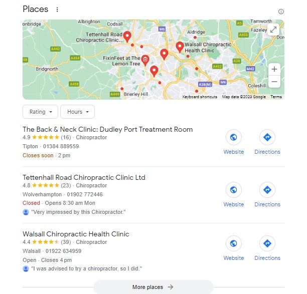 chiropractor near me - google search results